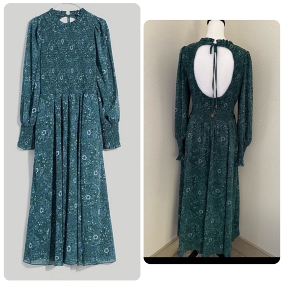 Madewell Crinkle Georgette Lucie Tie-Back Midi Dress in Woodland Floral - Picture 5 of 15